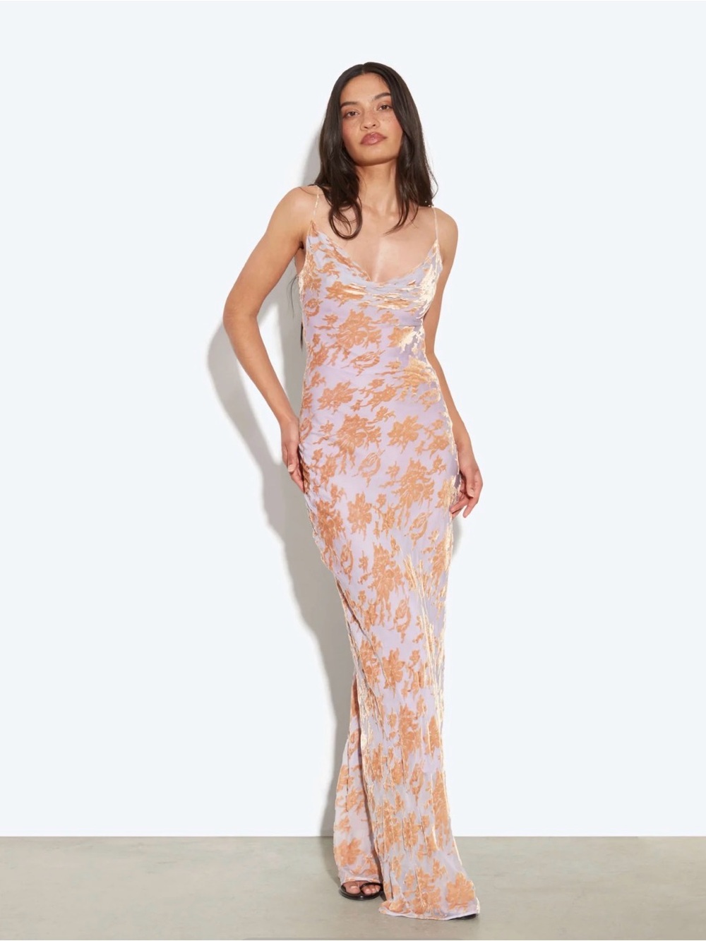 Rat & Boa Athena Maxi Dress in Gold and Blush